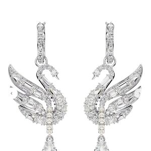 Swan earringsSwan, White, Rhodium plated
